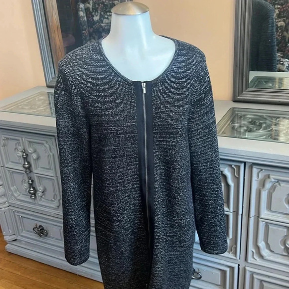 Talbots Tweed Knit Front Double Zip Sweater Dress Size M Office Long Sleeve - Picture 7 of 10